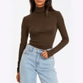 thumbnail image 1 of Uootdi Ribbed Turtleneck Long Sleeve Shirts for Women Basic Gift Slim Fitted Thermal Layering Tops, 1 of 6
