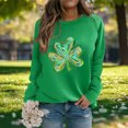 thumbnail image 1 of Uootdi St. Patrick's Day Sweatshirt for Women Crewneck Cute Shamrock Graphic Long Sleeve Shirts for Women Lucky Leaf Irish Shamrock Pullover Shirts Tops Gift, 1 of 5