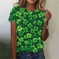 thumbnail image 1 of Uootdi St Patricks Day Shirt Women Crewneck Pullover Tees Funny Clover Print Short Sleeve Tops Lucky Irish Shamrock T Shirts Gift, 1 of 6