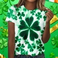 thumbnail image 1 of Uootdi St Patricks Day Shirt Women Crewneck Pullover Tees Funny Clover Print Short Sleeve Tops Lucky Irish Shamrock T Shirts Gift, 1 of 7