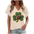 thumbnail image 1 of Uootdi St Patricks Day T Shirts for Women Cute V-Neck Short Sleeve Festival Gift Tops Lucky Irish Shamrock Clover Print Graphic Short Sleeve Tees Gift, 1 of 4