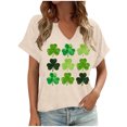 thumbnail image 1 of Uootdi St Patricks Day T Shirts for Women Cute V-Neck Short Sleeve Festival Gift Tops Lucky Irish Shamrock Clover Print Graphic Short Sleeve Tees Gift, 1 of 4