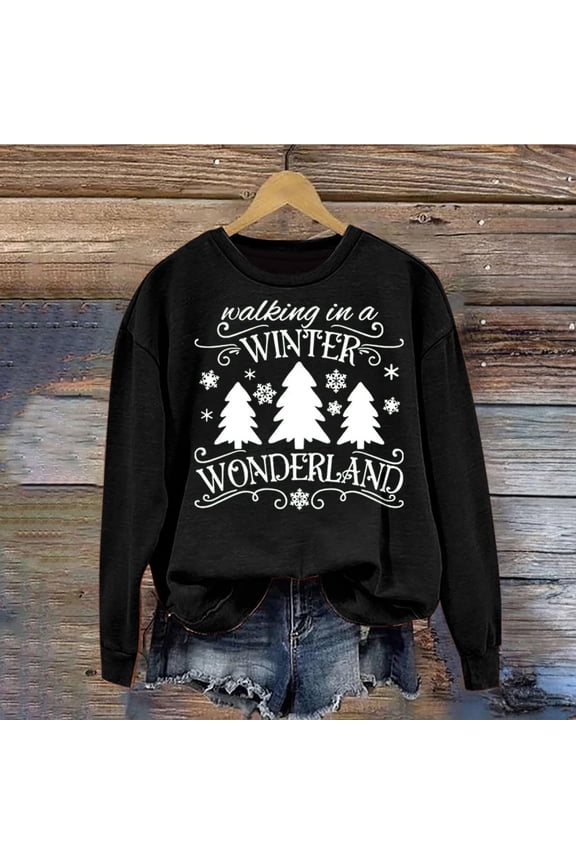 Sweaters for Women Christmas Snowflake Gift Print Knitted Long Sleeve Sweater Casual LooseCrew Neck Top Pullover Funny T ops