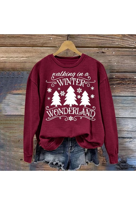 Sweaters for Women Christmas Snowflake Gift Print Knitted Long Sleeve Sweater Casual LooseCrew Neck Top Pullover Funny T ops