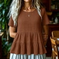 thumbnail image 1 of Uootdi Tiered Ruffle Tops for Women Short Sleeve Round Neck Tees Summer Style Soft Breathable Relaxed Fit Blouses Gift, 1 of 6