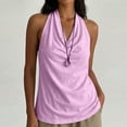 thumbnail image 1 of Uootdi Tops for Women Sleeveless Halter Cowl Neck Solid Color Tank Tops Office Elegant Style Soft Comfortable Loose Fit Tops Gift, 1 of 6