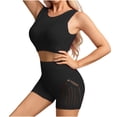 thumbnail image 1 of Uootdi Tracksuit Sets Women Hollow Out Sports Crop Top And Shorts Set Quick Dry Lightweight Workout Yoga Active Outfits Gift, 1 of 4