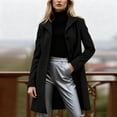 thumbnail image 1 of Uootdi Trench Winter Coats for Women Lapel Double Breasted Coats Windproof Blazer Jacket Business Casual Long Sleeve Overcoat with Pockets, 1 of 8