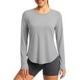 thumbnail image 1 of Uootdi UPF50+ Sun Protection Tops for Women Crew Neck Long Sleeve with Thumb Hole and Curved Hem Outdoor Rash Guard Quick Dry Breathable Tops Gift, 1 of 6