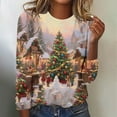 thumbnail image 1 of Uootdi Vintage Christmas Long Sleeve Sweatshirts for Gift Women Funny Cute Santa Claus Shirts Xmas Tree Printed Holiday Pullove r, 1 of 4