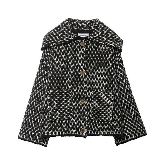 Uootdi Vintage Sweaters for Women Lapel Plaid Cardigans Button Down Chunky Knit Cardigan Sweater Jacket Coat with Pockets
