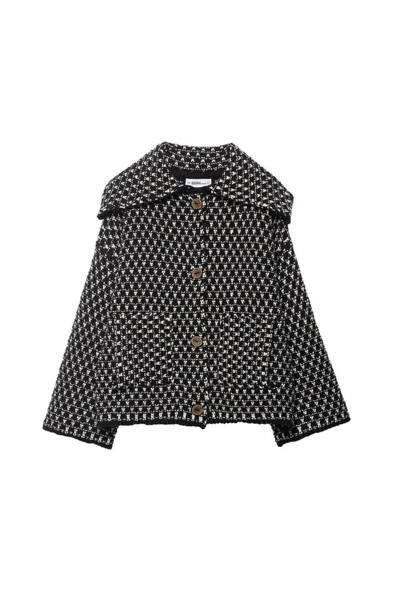 Vintage Sweaters for Women Lapel Plaid Cardigans Button Down Chunky Knit Cardigan Sweater Jacket Coat with Pockets