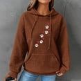 thumbnail image 1 of Pounoo Waffle Knit Hoodies for Women Cute Dog Paw Heart Gift Print Long Sleeve Tops Winter Warm Pet Owner Top With, 1 of 4