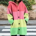 thumbnail image 1 of Uootdi Winter Clothing for Women Oversized Long Sleeve Color Block Hooded Winter Long Coats for Women Fashion Button Gift Jacket with, 1 of 5