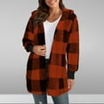 thumbnail image 1 of Uootdi Winter Coats for Women Plaid Warm Plush Hooded Jackets Cardigan Fuzzy Jacket Trendy Fleece Fuzzy Outerwear Gift, 1 of 6
