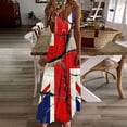 thumbnail image 1 of Uootdi Women Dresses Union Jack Glitter Print Spaghetti Strap V Neck Maxi Length Loose Fit Lightweight Sundresses Casual Dresses Summer Vacation Outfit Gift, 1 of 8