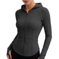 thumbnail image 1 of Uootdi Women's Activewear Sun Protection Fitted Waist Hooded Zip Up Solid Jackets Running Style Soft Stretchy Slim Fit Outerwear Gift, 1 of 7
