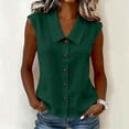 thumbnail image 1 of Uootdi Women's Blouses Sleeveless Button Down Linen Look Solid Shirts Summer Vacation Style Airy Comfortable Relaxed Fit Tunics Gift, 1 of 7