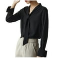 thumbnail image 1 of Uootdi Women's Bow Tie Neck Long Sleeve Tops Business Casual Outfits for Women Elegant Shirt Gift Office Work Solid Color Blouses, 1 of 3