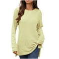 thumbnail image 1 of Uootdi Women's Burgundy Long - Sleeve Top, White Stripe Panel & Shoulder Button Detail, Crewneck Casual Shirt, Trendy Fashion Blouse Wine Women Top, 1 of 6