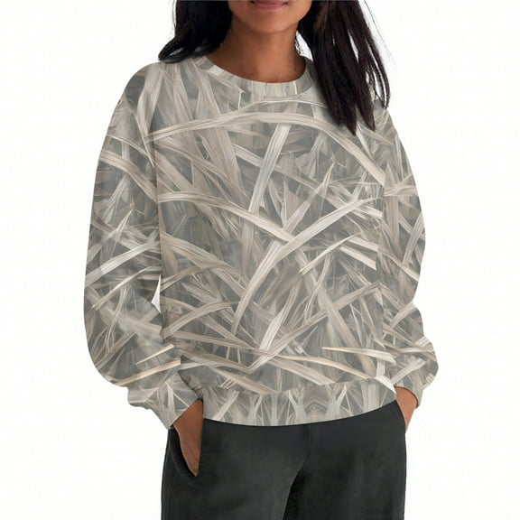 Uootdi Women's Camo Printed Maple-Leaf Print Long Sleeve Sweatshirt Loose Fit Round Neck Pullover Shirt Comfortable Art Th Gift emed Social Events
