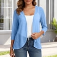 thumbnail image 1 of Uootdi Women's Cardigans Open Front 3/4 Sleeve Solid Casual Tops Summer Vacation Style Lightweight Breathable Loose Fit Outerwear Gift, 1 of 9