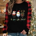 thumbnail image 1 of Uootdi Women's Christmas Long Sleeve Raglan Christmas Snowflake Plaid Red Wine Glass Santa Hat Graphic Gift Print Holiday Sweat shirt, 1 of 4