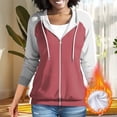 thumbnail image 1 of Uootdi Women's Color Block Zip Gift Up Hoodies Jackets Long Sleeve Sweatshirt Casual Jacket Sweater with Pockets Loose Tops, 1 of 7