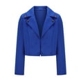 thumbnail image 1 of Uootdi Women's Cropped Moto Jacket - Long Sleeve Lapel Biker Coat, Trendy Streetwear Outerwear, Edgy Punk Rock Fashion, Spring Fall Slim Fit Jackets Blue Women Top, 1 of 4