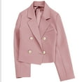 thumbnail image 1 of Uootdi Women's Double Breasted Blazer Lapel Collar Long Sleeve Jacket Gold Button Contrast Cuff Formal Office Work Suit Trendy Outerwear Hot Pink Women Top, 1 of 4