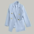 thumbnail image 1 of Uootdi Women's Double Breasted Blazer Lapel Collar Long Sleeve Jacket Gold Button Contrast Cuff Formal Office Work Suit Trendy Outerwear Red Women Top, 1 of 8