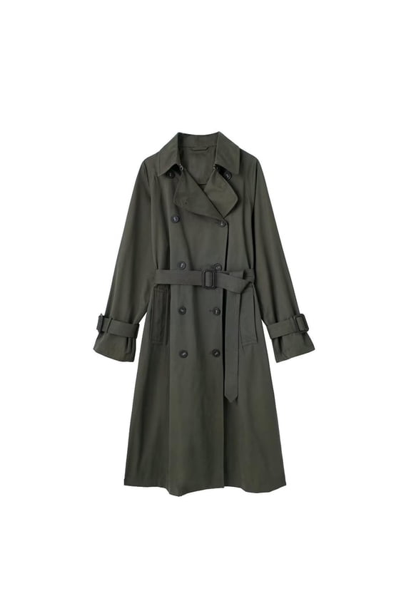 Women's Double Breasted Trench Coat - Belted Longline Outerwear, Classic Lapel Raincoat, Trendy Fall Winter Fashion, Versatile Colorful Overcoats White Women Top