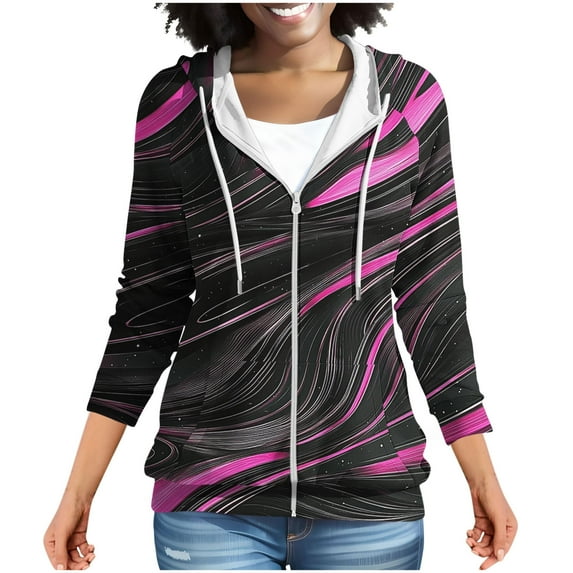 Uootdi Women's Flower Print Hoodies, Family Matching Outfits, Colorful Floral Design,Cute Casual Sweatshirts Pink Women Top