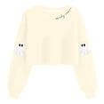 thumbnail image 1 of Uootdi Women's Ghost Skull Cropped Long Sleeve Sweatshirt Fall Halloween Lantern Pullover Spooky Season Sweatshirt Gift, 1 of 2