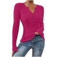 thumbnail image 1 of Uootdi Women's Henley Shirt, Raglan Sleeve Design, Half - Button Placket, Casual Loose Fit Top, Versatile Daily Wear Tee, Trendy Baseball - Inspired Style,Suitable for Leisure & Street Outfits, 1 of 9