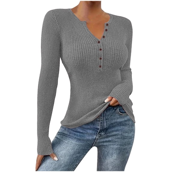 Uootdi Women's Henley Shirt, Raglan Sleeve Design, Half - Button Placket, Casual Loose Fit Top, Versatile Daily Wear Tee, Trendy Baseball - Inspired Style,Suitable for Leisure & Street Outfits