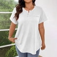 thumbnail image 1 of Uootdi Women's Henley Tops Short Sleeve Button Placket Blouses Casual Daily Style Soft Breathable Relaxed Fit Tees Gift, 1 of 7