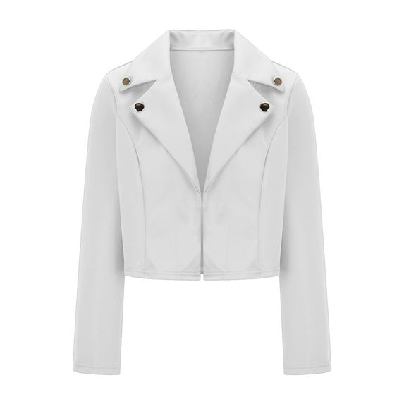 Uootdi Women's Long Sleeve Lapel Button Blazer Jacket Open Front Loose Cropped Office Jacket Fashion Elegant Gift Work Suits