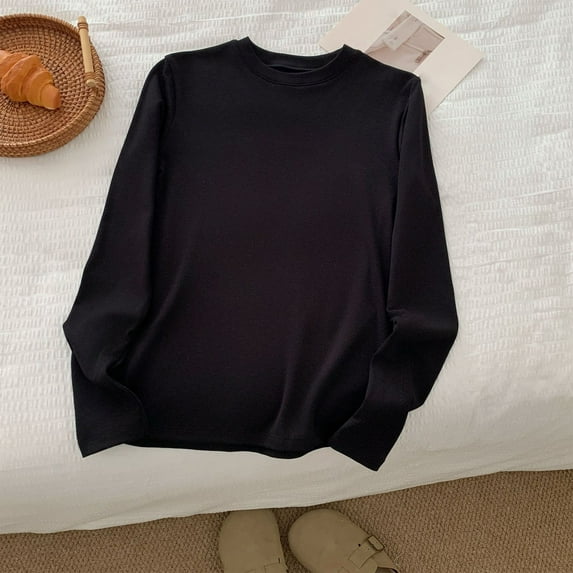 Uootdi Women's Long Sleeve Shirts Turtleneck Soft Knit Fit Lightweight Basic Pullover Thermal Underwear Tops Fall Winter Fashion Clothes Gift