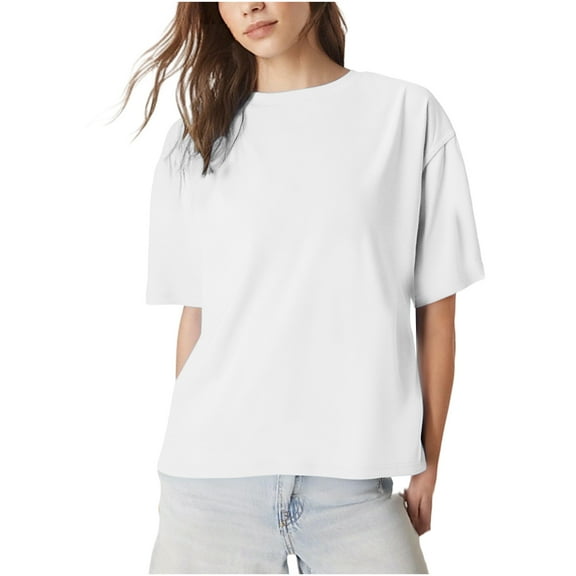 Uootdi Women's Oversized Crewneck T-Shirts Butterfly Embroidery Hollow out Summer Casual Short Sleeve Workout Gift Basic Tee T ops