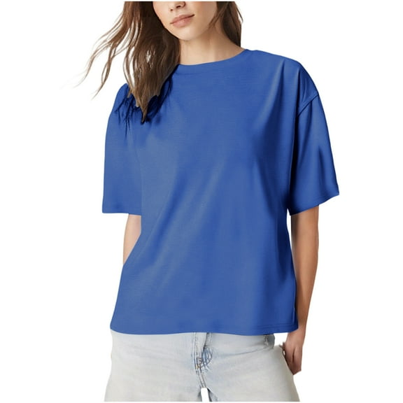 Uootdi Women's Oversized Crewneck T-Shirts Butterfly Embroidery Hollow out Summer Casual Short Sleeve Workout Gift Basic Tee T ops