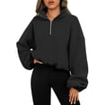 thumbnail image 1 of Uootdi Women's Oversized Long Sleeve Gift Sweatshirts Womens Half Zip Collared Cropped Pullover Fleece Quarter Zipper Hoodies Fall Fashion Outfits, 1 of 6