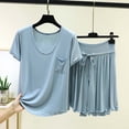 thumbnail image 1 of Uootdi Women's Pajama Sets V Neck Short Sleeve Drawstring Waist Wide Leg Two Piece Outfits Restful Soft Casual Sets Gift, 1 of 5