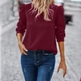thumbnail image 1 of Uootdi Women's Puff Sleeve Sweatshirts Fall Fashion Must Haves Casual Crewneck Solid Knit Twist Texture Pullover Tops Gift, 1 of 8