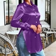 thumbnail image 1 of Uootdi Women's Satin Long Sleeve Blouses Collared Full Button Placket Side Slits Tunic Shirts Business Casual Office Wear Gift, 1 of 8