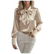 トップス THEREDTHREAD S satin bow tie blouse THEREDTHREAD / ザレッドスレッド】S satin bow tie blouse