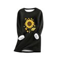 thumbnail image 1 of Uootdi Women's Sunflower Print Sherpa Lined Sweatshirt Dress Warm Pullover Casual Fall Winter Top Black Women Tops, 1 of 4