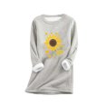thumbnail image 1 of Uootdi Women's Sunflower Print Sherpa Lined Sweatshirt Dress Warm Pullover Casual Fall Winter Top Gray Women Tops, 1 of 4