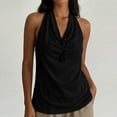 thumbnail image 1 of Uootdi Women's Tank Tops Sleeveless Halter Cowl Neck Solid Color Tops Casual Elegant Style Soft Stretchy Loose Fit Tank Tops Gift, 1 of 6