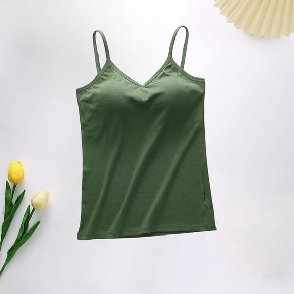 Uootdi Women's Tank Tops V Neck Thin Strap Solid Casual Tops Daily Wear Style Soft Stretchy Loose Fit Shirts Gift